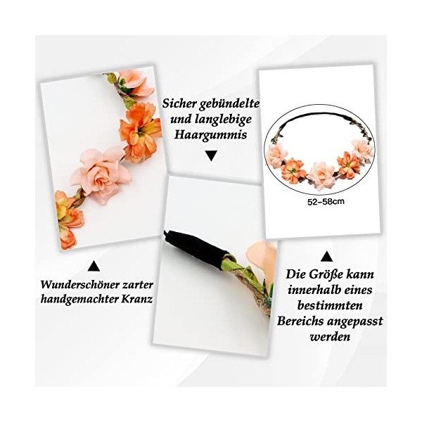 Lot de 5 Couronne de Fleurs Bandeau, VEGCOO Fleurs Headbands en Ruban Elastique Fleurs Pour Cheveux, Pour Photographie de Voy