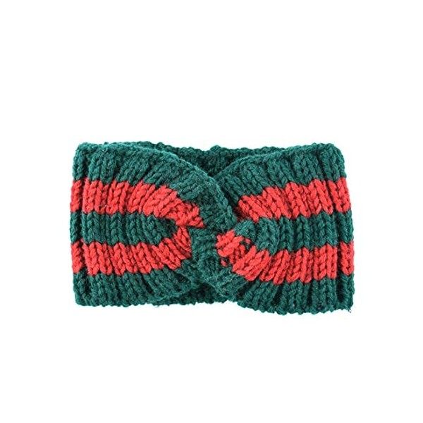 Little sheep Bandeau en Tricot avec nœud de léopard pour Femme 1 x Vert et Rouge. 22 * 11cm