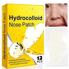Lot de 12 Patchs pour le Nez, Patchs Hydrocolloïdes pour les Pores du Nez, le Nettoyage des Points Noirs et de lacné, les Ba