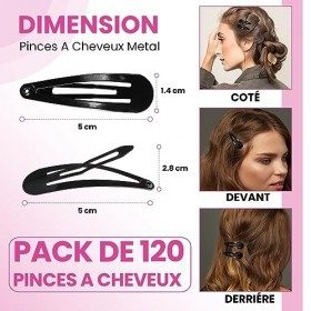 BADLON 120 Barettes Cheveux Fille, 5cm - Barrette Bebe Fille Inoxydable – Qualité supérieure, indéformable et résiste à la dé