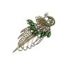 NUOBESTY Pince à Cheveux Paon Vintage Cristal Strass Mariage Casque de Mariée Bâton Barrette Pince Crocodile Broches Barrette