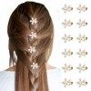 VEGCOO 12 Pcs Mini Pinces à Cheveux en Perles avec Motif de Fleurs, Barrette à Cheveux Perle Mignonne Accessoires Cheveux Fem