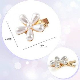 VEGCOO 12 Pcs Mini Pinces à Cheveux en Perles avec Motif de Fleurs, Barrette à Cheveux Perle Mignonne Accessoires Cheveux Fem