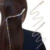 NICENEEDED 3pcs Chaîne de Cheveux pour Tresses, Bijoux de Cheveux en Argent Moon Star Tassel, 18 pouces de Longues Chaînes de