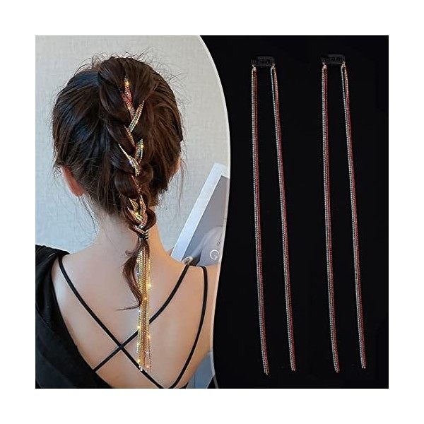 NICENEEDED 3pcs Chaîne de Cheveux pour Tresses, Bijoux de Cheveux en Argent Moon Star Tassel, 18 pouces de Longues Chaînes de