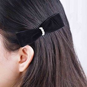 Yheakne Barrette En Satin Vintage Barrette En Velours Noir Barrette Pour Cheveux Barrette En Perles Dhiver Barrette Pour Che