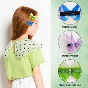 20 Pcs Barrette à Cheveux Papillon Scintillant Barrette Cheveux 3D Papillon Tulle Strass Enfants Belle Couleur dAccessoire P
