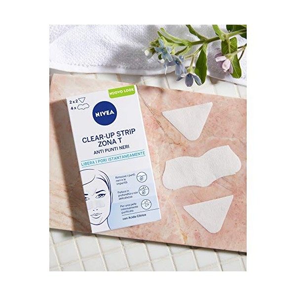 Nivea Clear-Up Strips Zone T Pansements Points noirs en lot de 3 x 6 patchs, patchs anti-usurpation faciale, patchs de nettoy