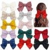 Lot de 12 grands nœuds surdimensionnés en satin pour cheveux - Barrettes françaises - Pinces à cheveux pour chignon et queue 