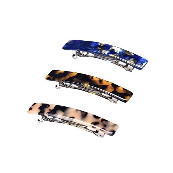 TSHAOUN 3 Pièces barettes cheveux femme,barrette cheveuxbarettes cheveux femme Motif Ecaille,Rectangle Pince à Cheveux Barret