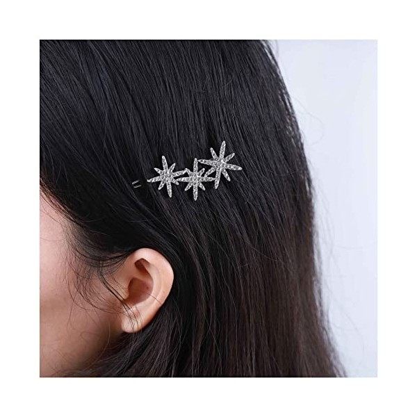 Allereya Barrette Pour Cheveux Cristal Barrette Cheveux Strass Barrette Cheveux Argent Cz Cluster Star Barrette Cheveux Crist