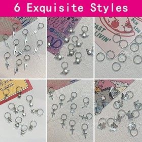 60 Pièces 6 Types Anneaux De Tresse De Cheveux Bijoux De Tresse De Cheveux Pendentif Charmes Pince À Cheveux Dreadlocks Acces