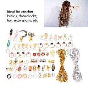 Bijoux Dreadlocks, Perles Dreadlocks, Accessoires de Tresse de Cheveux, Alliage Dreadlocks Perles Poignets de Cheveux Anneaux