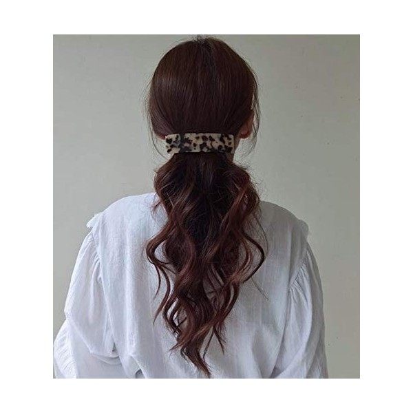 Lot de 2 barrettes à cheveux rectangulaires en celluloïd pour femme Tokyo, Ivory Tokyo