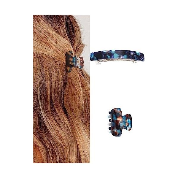 Yean Lot de 2 barrettes à cheveux en celluloïd pour queue de cheval - Accessoires pour cheveux pour femmes et filles écaille