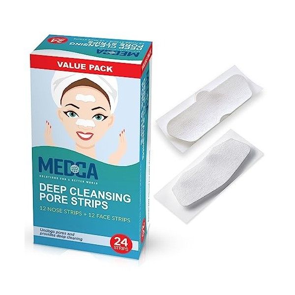 MEDca Bandes de Nettoyage de Pores du Nez, 24 Strips Crème Jour et Nuit