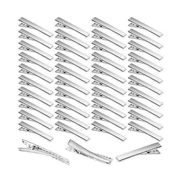 Elcoho Lot de 100 pinces crocodile en métal avec tête plate pour cheveux ou projet de bricolage rose gold 1.75 Inch