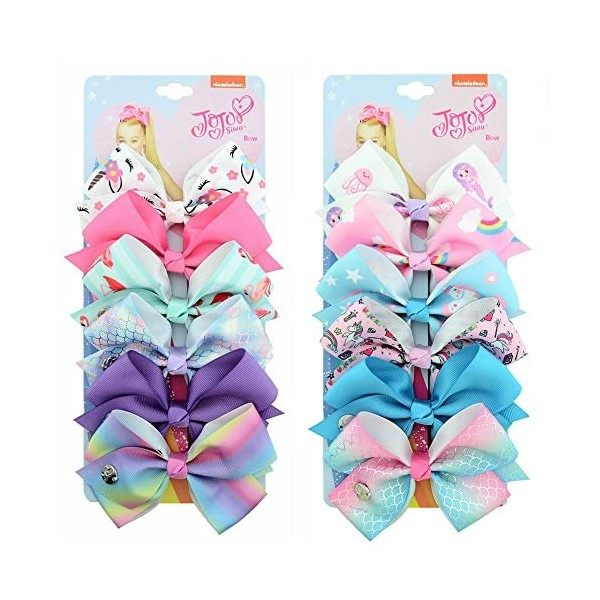 ZEACCT 12 Pièces Barrettes à Cheveux pour Filles, Cheveux Arcs Pinces Crocodile, Cheveux Fille Licorne Arc-en-Ciel Arcs De Ch