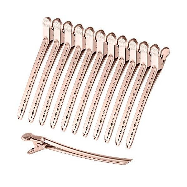 Elcoho Lot de 24 barrettes à cheveux en métal antirouille avec trous pour cheveux en forme de canard Doré rose