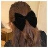 Andelaisi Barrette à cheveux vintage en satin avec nœud en velours - Nœud en ruban dhiver - Barrette à nœud français - Acces
