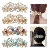 Lot de 4 pinces à cheveux de luxe en métal avec strass et paillettes en forme de papillon, pinces à cheveux fines et épaisses