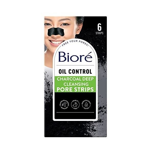 Biore Lot de 6 bandes de nettoyage en profondeur pour le nez, Gris Crème Jour et Nuit
