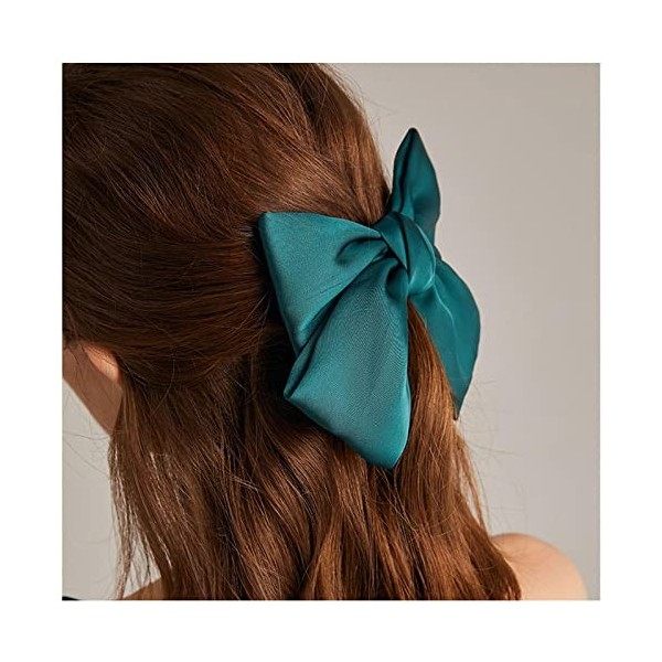 Andelaisi Barrettes à cheveux vintage en forme de nœud en satin pour femme et fille noir 