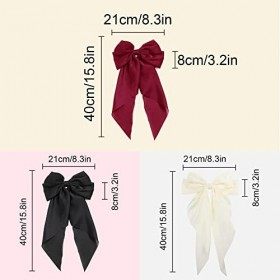 TSHAOUN 3 Pièces Barrette à Cheveux avec Nœud en Satin, Nœud Pinces à Cheveux Grandes Pinces à Cheveux en Forme de Nœud, Chev