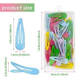 Lot de 50 XPOOP Barettes Cheveux Filles,5cm Barrettes à Cheveux Colorées en Métal Antidérapantes,Pinces à Cheveux Fille,Enfan