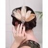 Anglacesmade Coiffe Gatsby le Magnifique des années 1920,Pince à cheveux avec plume en cristal en forme de larme,Accessoires 