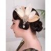 Anglacesmade Coiffe Gatsby le Magnifique des années 1920,Pince à cheveux avec plume en cristal en forme de larme,Accessoires 
