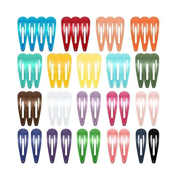 50 pcs Barrettes Noires, Pinces à Cheveux Snap BB Barrettes à Cheveux en Métal pour Femme Fille Enfant