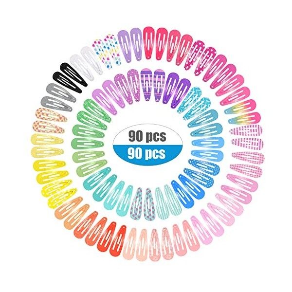 Pince à Cheveux Bébé 90Pcs,3 cm Mini Barrettes à Cheveux ,Barrettes Colorées pour bébés filles cheveux fins 3 cm 