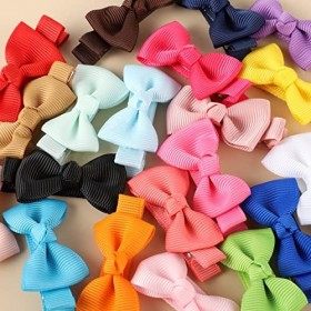 20 Pcs Pince Cheveux Fille Nœud, Barrettes Cheveux Nœuds Papillon Fille avec Clips Couverts Multicolore Accessoire Cheveux Be