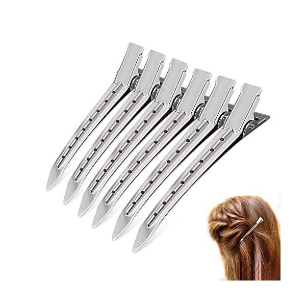 24 Pièces Pince Cheveux Pinces à Cheveux Pinces Crocodiles Cheveux Métal Alligator Barrette Boucles dAlligator Curl Clips de