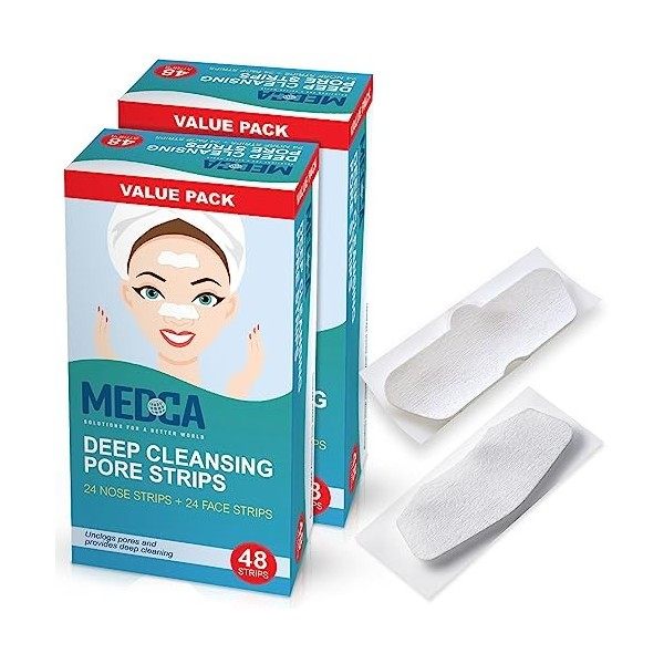 Bandes nettoyantes en profondeur pour les pores des points noirs - Paquet de 96 bandes pour éliminer les points noirs et déso...
