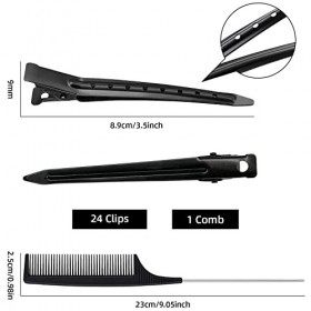 VZXQX Pince Crocodile Cheveux, 24 Lot de Pince a Cheveux Métal avec Peigne de Style, 3,5 Pouces Barrettes Cheveux Croco pour 