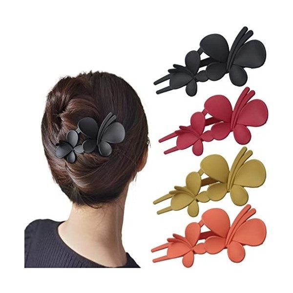 Lot de 4 barrettes à cheveux en forme de papillon pour femme et fille