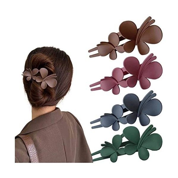 Lot de 4 barrettes à cheveux en forme de papillon pour femme et fille