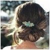 Yheakne - Barrette à cheveux en strass pour mariée - Accessoire de cheveux pour femme et fille - Vert clair