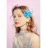 TSHAOUN Lot de 2 pinces à cheveux en maille avec plumes et fleurs Bleu cobalt
