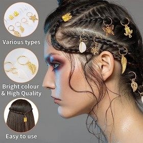 simarro Lot de 240 bijoux de cheveux pour tresses, 20 anneaux de tressage en métal pour cheveux, accessoires pour dreadlocks,