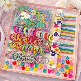 HCliptie 1220 pcs Coffret Cadeau Accessoires Cheveux Bébé Petites Filles Pinces à Cheveux Noeuds Cravates Tout-Petits Barrett