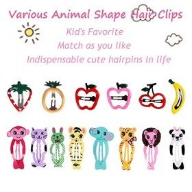 Jinpojun Barrettes à Cheveux [30 Pièces], Pinces à Cheveux Fille en Métal, Couleur Bonbon Animal Barrettes, Motif Mignon Épin