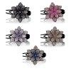 Fatiya Lot de 5 pinces à cheveux fantaisie en forme de fleur avec strass, pour queue de cheval, pinces à cheveux décoratives 