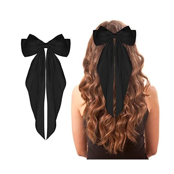 WLLHYF Grand Arc Barrettes Longue Queue Français Ruban Épingles À Cheveux Doux Soyeux Satin Pince À Cheveux En Métal Bowknot 