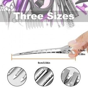 12PCS Pince à Bec de Canard avec Trou Pinces à Cheveux Crocodile 9 cm Clips de Cheveux en Crocodile en Métal pour Femme Fille