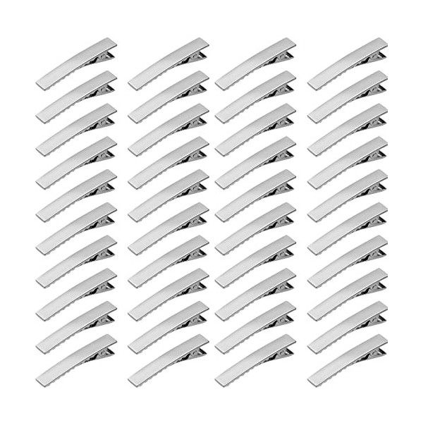 iYinJuan 60pcs Pinces à Cheveux Crocodile en Métal, Pinces à Cheveux en Argent, Barrette Accessoires de Bricolage Antidérapan