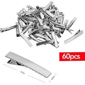 iYinJuan 60pcs Pinces à Cheveux Crocodile en Métal, Pinces à Cheveux en Argent, Barrette Accessoires de Bricolage Antidérapan