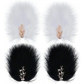 MWOOT Pinces Cheveux Plumes, 4 Pièces Fascinateurs Plumes pour Costumes Années 1920, Barrette Cheveux Plume Blanche Noire pou